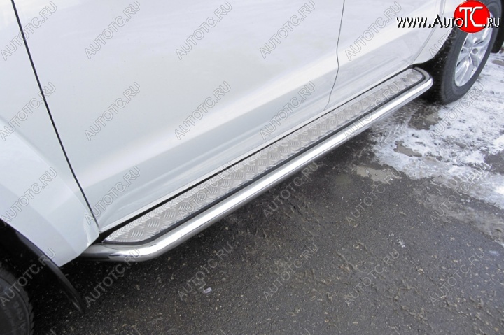 19 749 р. Широкая защита порогов с трубой диаметром d57 Slitkoff Volkswagen Amarok рестайлинг (2016-2022) (Цвет: нержавеющая полированная сталь)  с доставкой в г. Воронеж