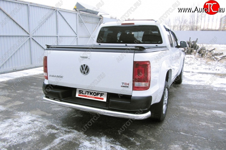 19 999 р. Защита заднего бампера из трубы диаметром 76 мм Slitkoff  Volkswagen Amarok (2016-2022) рестайлинг (Цвет: нержавеющая полированная сталь)  с доставкой в г. Воронеж