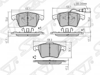 1 599 р. Колодки тормозные SAT (передние)  Volkswagen Caravelle  T5 - Transporter  T5  с доставкой в г. Воронеж. Увеличить фотографию 1