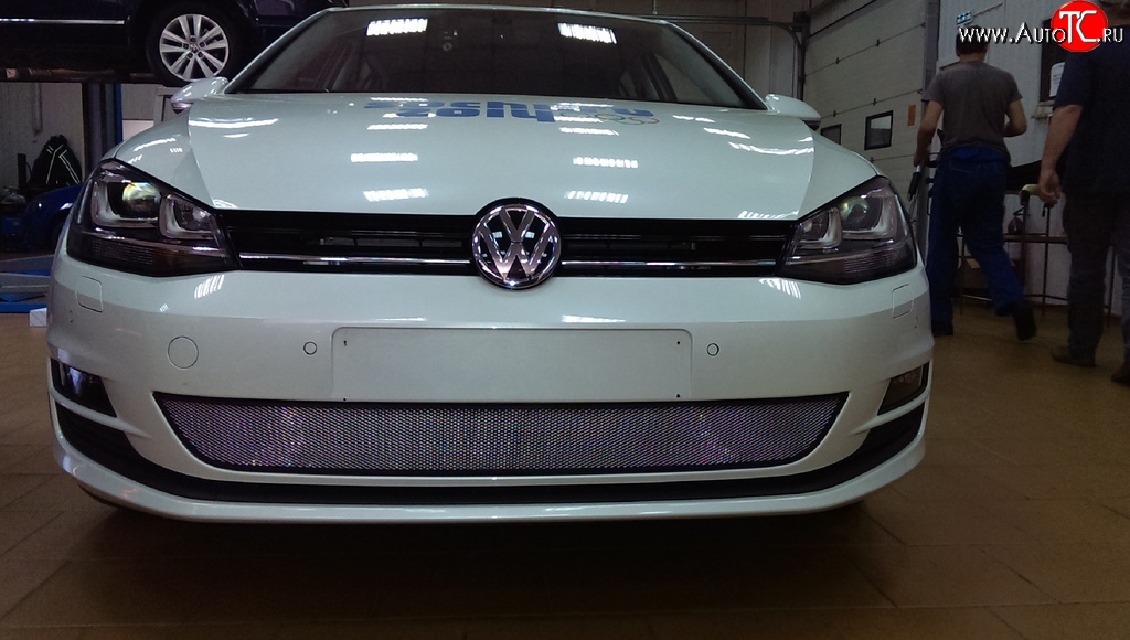 1 539 р. Сетка на бампер Russtal (хром) Volkswagen Golf 7 дорестайлинг, хэтчбэк 5 дв. (2012-2017)  с доставкой в г. Воронеж