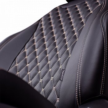 13 949 р. Чехлы для сидений Lord Autofashion Байрон (экокожа, 60/40, подлокотник, 3 Г-образных подголовника)  Volkswagen Jetta  A6 (2011-2018) седан дорестайлинг, седан рестайлинг (Черный, вставка черная, строчка бежевая)  с доставкой в г. Воронеж. Увеличить фотографию 5