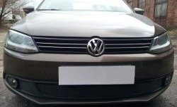 1 469 р. Сетка на бампер Russtal (черная)  Volkswagen Jetta  A6 (2011-2015) седан дорестайлинг  с доставкой в г. Воронеж. Увеличить фотографию 2