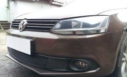 1 469 р. Сетка на бампер Russtal (черная)  Volkswagen Jetta  A6 (2011-2015) седан дорестайлинг  с доставкой в г. Воронеж. Увеличить фотографию 1