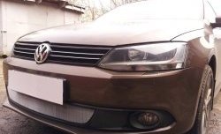 1 539 р. Сетка на бампер Russtal (хром) Volkswagen Jetta A6 седан дорестайлинг (2011-2015)  с доставкой в г. Воронеж. Увеличить фотографию 3