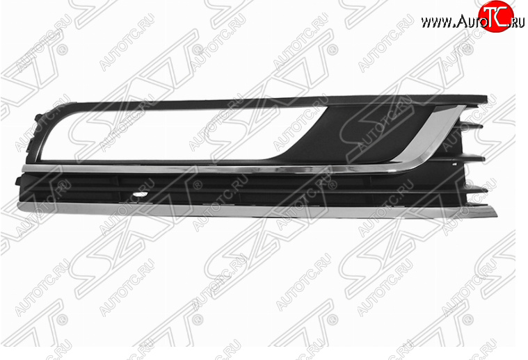 1 479 р. Правая решетка в передний бампер SAT (под ПТФ, 2 хром полосы) Volkswagen Passat B7 седан (2010-2015)  с доставкой в г. Воронеж