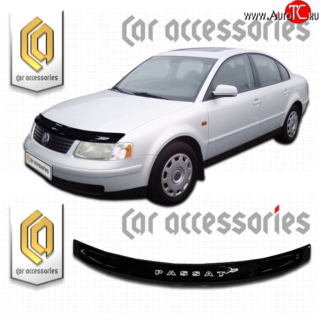 1 999 р. Дефлектор капота CA Plastic  Volkswagen Passat  B5 (1996-2000) седан дорестайлинг, универсал дорестайлинг (Classic черный, Без надписи)  с доставкой в г. Воронеж