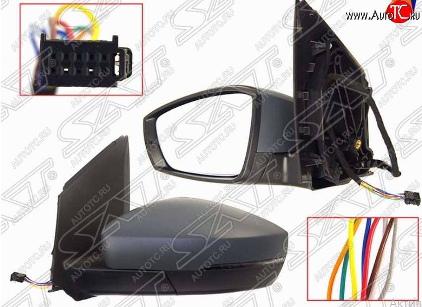 4 799 р. Левое зеркало (поворот, обогрев, складывание, 8конт.) SAT Volkswagen Polo 5 седан рестайлинг (2015-2020) (Неокрашенное)  с доставкой в г. Воронеж