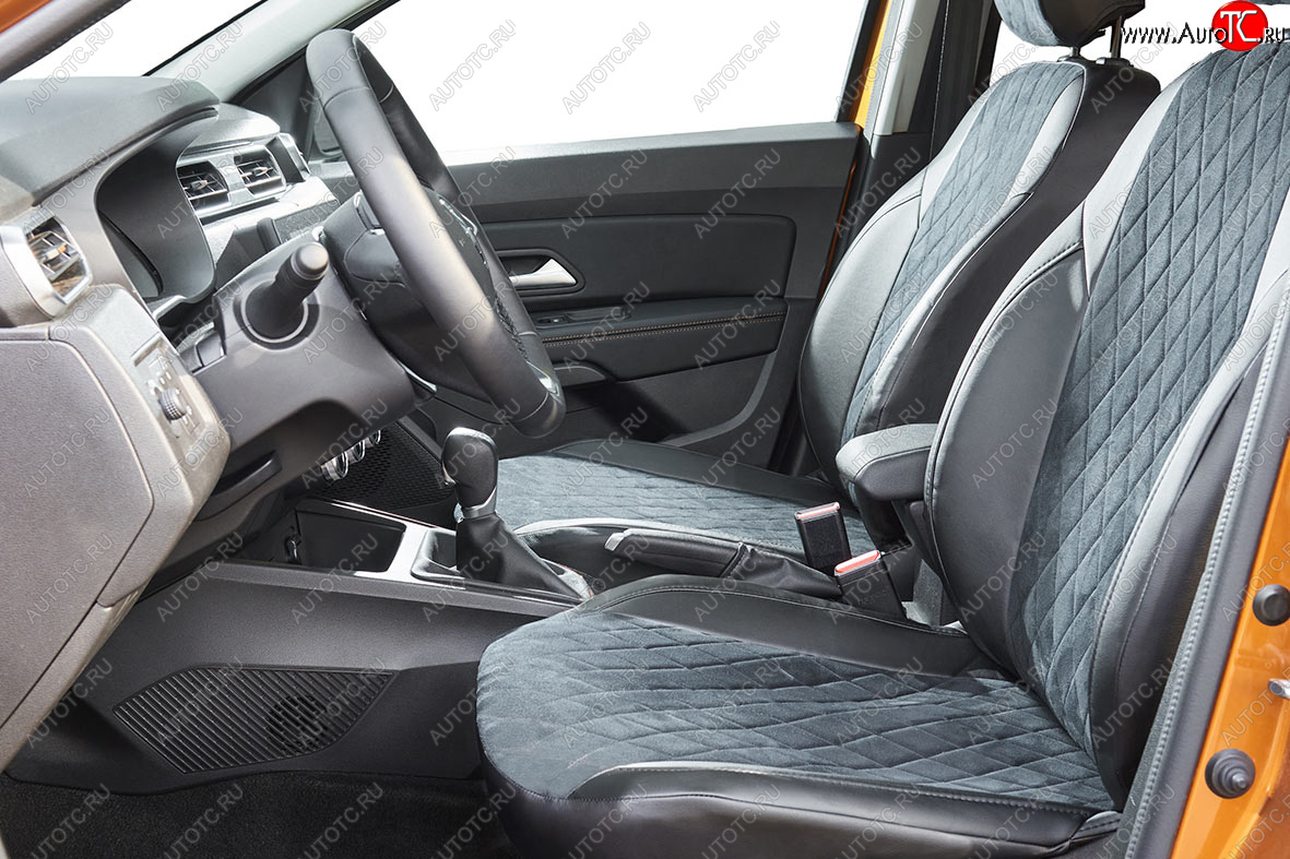6 449 р. Чехлы для сидений Seintex Ромб Алькантара (40/60, airbag) Volkswagen Polo 5 седан дорестайлинг (2009-2015) (Цвет: черный)  с доставкой в г. Воронеж