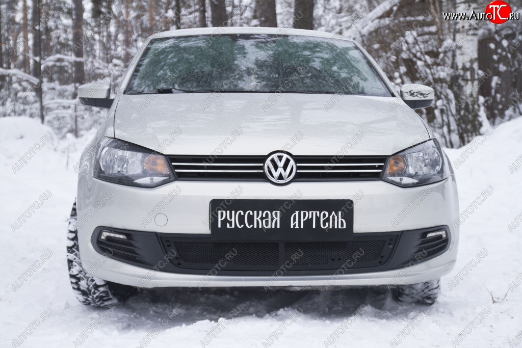 1 999 р. Защитная сетка решетки переднего бампера RA Volkswagen Polo 5 седан дорестайлинг (2009-2015)  с доставкой в г. Воронеж