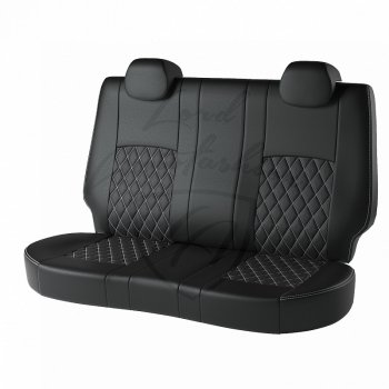10 299 р. Чехлы для сидений (6R/6C) Lord Autofashion Турин Ромб (экокожа, 40/60)  Volkswagen Polo  5 (2009-2020) седан дорестайлинг, седан рестайлинг (Чёрный, вставка чёрная, строчка белая)  с доставкой в г. Воронеж. Увеличить фотографию 2