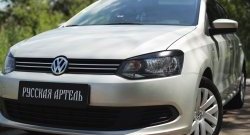 1 799 р. Реснички на фары RA Volkswagen Polo 5 хэтчбек дорестайлинг (2009-2015) (Неокрашенные)  с доставкой в г. Воронеж. Увеличить фотографию 2