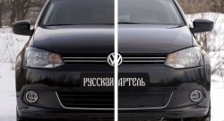 2 399 р. Защитная сетка решетки переднего бампера РА (Highline) Volkswagen Polo 5 хэтчбек дорестайлинг (2009-2015)  с доставкой в г. Воронеж. Увеличить фотографию 6