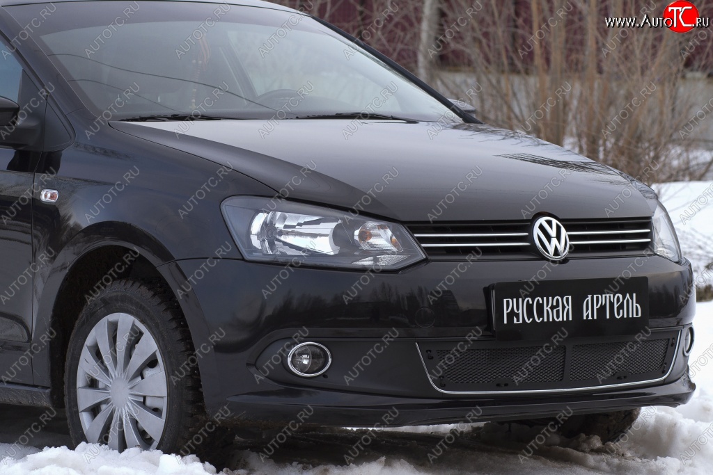 2 399 р. Защитная сетка решетки переднего бампера РА (Highline) Volkswagen Polo 5 хэтчбек дорестайлинг (2009-2015)  с доставкой в г. Воронеж