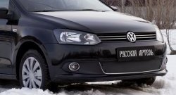 1 249 р. Зимняя заглушка решетки переднего бампера РА (Highline) Volkswagen Polo 5 хэтчбек дорестайлинг (2009-2015)  с доставкой в г. Воронеж. Увеличить фотографию 1