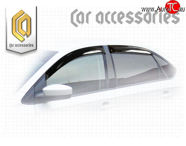 1 899 р. Комплект дефлекторов окон CA Plastic  Volkswagen Polo  5 (2009-2015) седан дорестайлинг (Classic полупрозрачный, Без хром.молдинга)  с доставкой в г. Воронеж