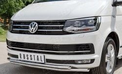 19 549 р. Защита переднего бампера (2 трубыØ42 мм, нержавейка) SLITKOFF Volkswagen Caravelle T6 дорестайлинг (2015-2019)  с доставкой в г. Воронеж. Увеличить фотографию 3