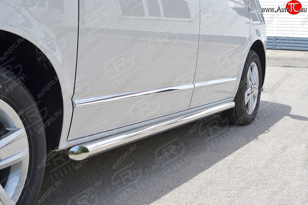 13 549 р. Защита порогов (левая сторона, длинная база, труба, d63 мм) SLITKOFF  Volkswagen Caravelle  T6 - Transporter  T6 (Скос на торцах 45°)  с доставкой в г. Воронеж