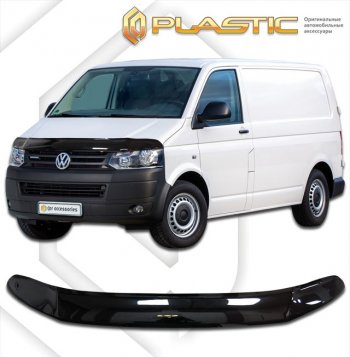 2 799 р. Дефлектор капота CA-Plastik (exclusive)  Volkswagen Multivan ( T6,  T6.1) (2016-2025) дорестайлинг, рестайлинг (Classic черный, Без надписи)  с доставкой в г. Воронеж. Увеличить фотографию 1