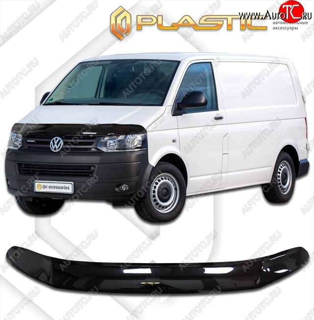 2 799 р. Дефлектор капота CA-Plastik (exclusive) Volkswagen Multivan T6 дорестайлинг (2016-2019) (Classic черный, Без надписи)  с доставкой в г. Воронеж