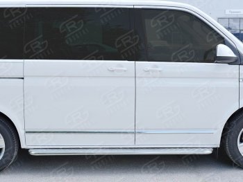 14 449 р. Левая широкая защита порогов с трубой диаметром 42 мм SLITKOFF Volkswagen Multivan T6 дорестайлинг (2016-2019)  с доставкой в г. Воронеж. Увеличить фотографию 2