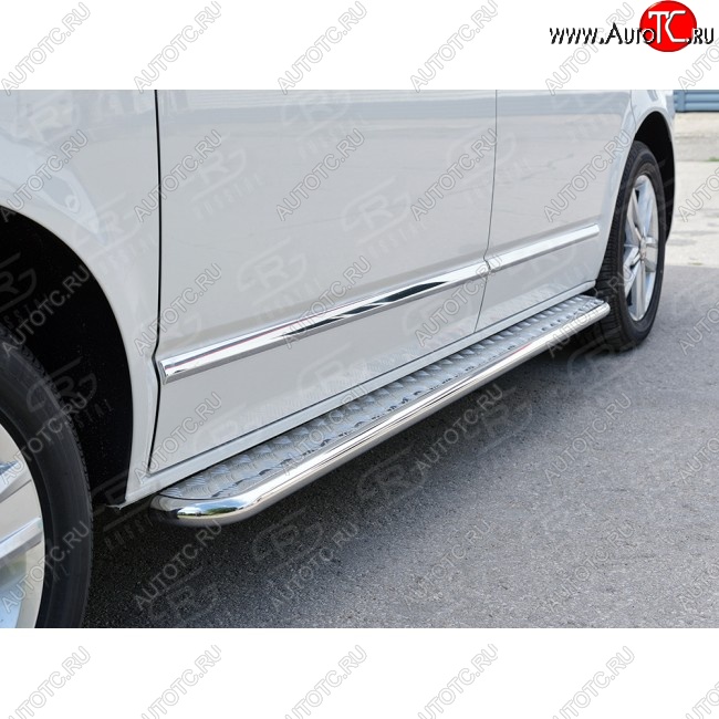 14 449 р. Левая широкая защита порогов с трубой диаметром 42 мм SLITKOFF Volkswagen Multivan T6 дорестайлинг (2016-2019)  с доставкой в г. Воронеж