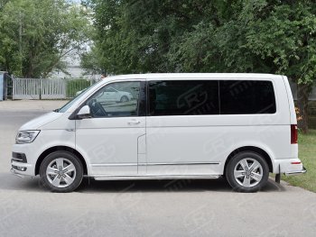 14 449 р. Правая широкая защита порогов SLITKOFF из круглой трубы d63 мм v2 Volkswagen Multivan T6 дорестайлинг (2016-2019)  с доставкой в г. Воронеж. Увеличить фотографию 2