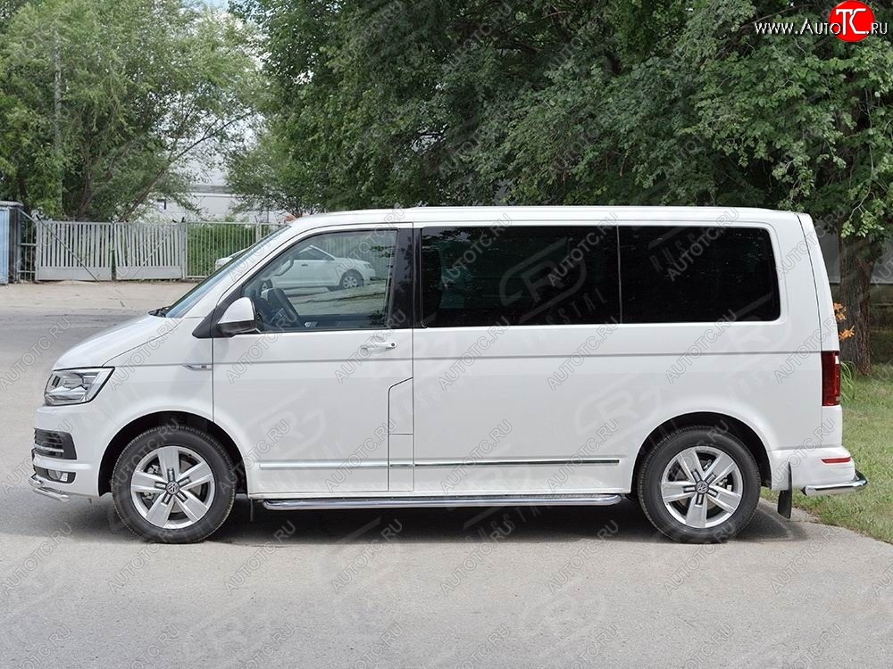 22 699 р. Правая защита порогов SLITKOFF из круглой трубы d63 мм v3 Volkswagen Multivan T6 дорестайлинг (2016-2019)  с доставкой в г. Воронеж