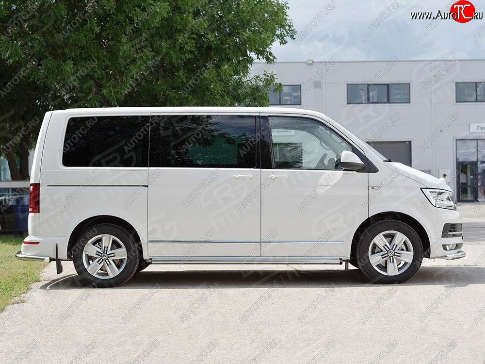 12 749 р. Левая защита порога SLITKOFF из круглой трубы диаметром 63 мм v2 Volkswagen Multivan T6 дорестайлинг (2016-2019)  с доставкой в г. Воронеж