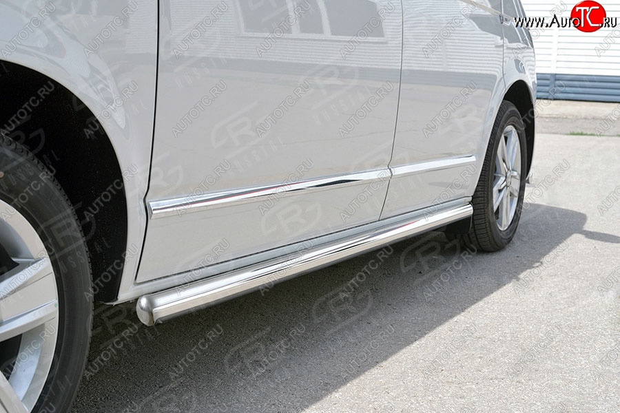 13 549 р. Левая защита порогов SLITKOFF из круглой трубы d63 мм SLITKOFF Volkswagen Multivan T6 дорестайлинг (2016-2019)  с доставкой в г. Воронеж