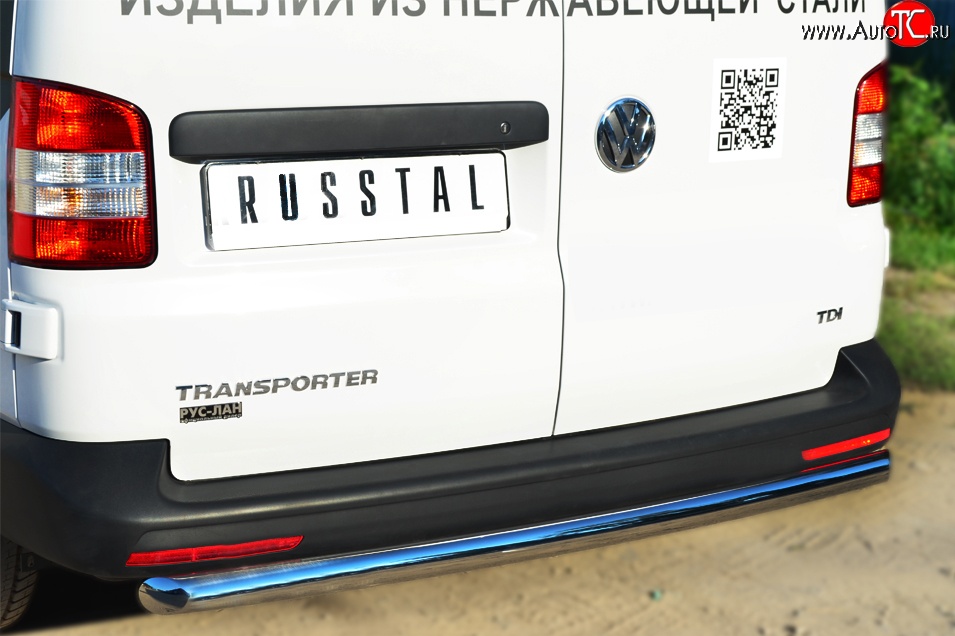 15 799 р. Защита заднего бампера (Ø63 мм, нержавейка) SLITKOFF Volkswagen Transporter T5 рестайлинг (2009-2015)  с доставкой в г. Воронеж