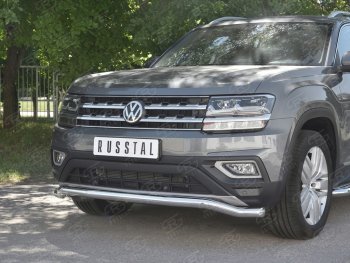 18 849 р. Защита переднего бампера (Ø63 мм волна, нержавейка) SLITKOFF  Volkswagen Teramont  CA1 (2016-2020) дорестайлинг  с доставкой в г. Воронеж. Увеличить фотографию 4