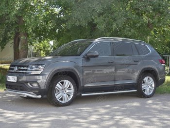 23 999 р. Защита переднего бампера (2 трубы Ø63 и 42 мм, нержавейка) SLITKOFF Volkswagen Teramont CA1 дорестайлинг (2016-2020)  с доставкой в г. Воронеж. Увеличить фотографию 2