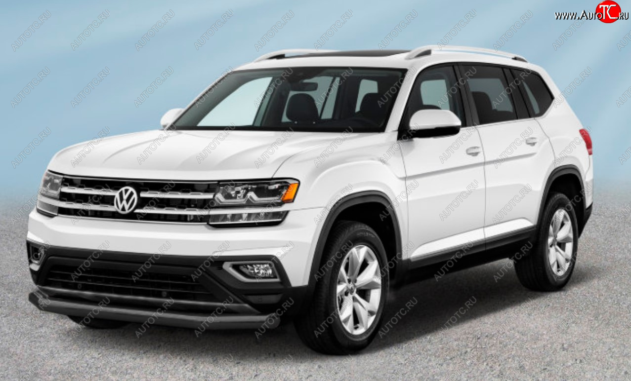 17 299 р. Защита переднего бампера Slitkoff (Ø 76 мм).  Volkswagen Teramont  CA1 (2016-2020) дорестайлинг (Сталь с полимерным покрытием. Цвет: черный)  с доставкой в г. Воронеж