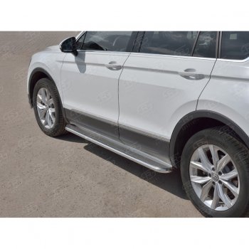 35 549 р. Порожки для ног (труба Ø42) SLITKOFF  Volkswagen Tiguan  Mk2 (2016-2020) дорестайлинг (лист - нержавейка, профиль - нержавейка)  с доставкой в г. Воронеж. Увеличить фотографию 3