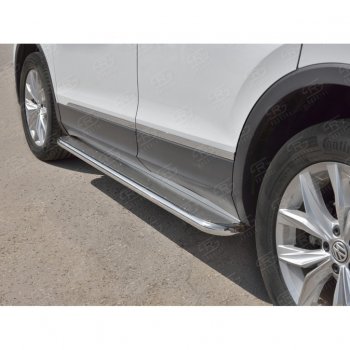 35 549 р. Порожки для ног (труба Ø42) SLITKOFF  Volkswagen Tiguan  Mk2 (2016-2020) дорестайлинг (лист - нержавейка, профиль - нержавейка)  с доставкой в г. Воронеж. Увеличить фотографию 4