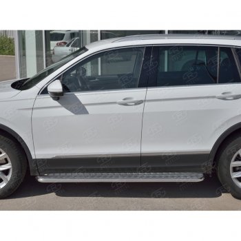 22 999 р. Пороги труба d42 с листом (Лист алюм, проф.сталь) (v2) SLITKOFF  Volkswagen Tiguan  Mk2 (2016-2020) дорестайлинг  с доставкой в г. Воронеж. Увеличить фотографию 2