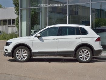 16 649 р. Пороги труба 75х42 овал с проступью Russtal Volkswagen Tiguan Mk2 дорестайлинг (2016-2020)  с доставкой в г. Воронеж. Увеличить фотографию 4