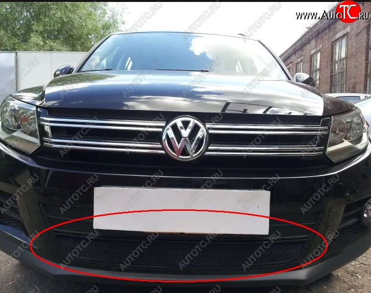 2 699 р. Защитная решётка в воздуховод автомобиля Russtal (черная) Volkswagen Tiguan Mk2 дорестайлинг (2016-2020)  с доставкой в г. Воронеж