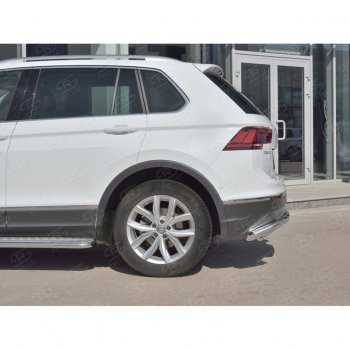 24 999 р. Защита заднего бампера (Ø63/42/63 мм, нержавейка, NOT OFF ROAD) SLITKOFF Volkswagen Tiguan Mk2 дорестайлинг (2016-2020)  с доставкой в г. Воронеж. Увеличить фотографию 3