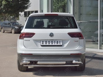 24 999 р. Защита заднего бампера (Ø63/42/63 мм, нержавейка, NOT OFF ROAD) SLITKOFF Volkswagen Tiguan Mk2 дорестайлинг (2016-2020)  с доставкой в г. Воронеж. Увеличить фотографию 1