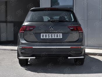 12 699 р. Защита заднего бампера (Ø42 мм уголки, нержавейка, NOT R-LINE) SLITKOFF  Volkswagen Tiguan  Mk2 (2020-2022) рестайлинг (полированная нержавейка)  с доставкой в г. Воронеж. Увеличить фотографию 2