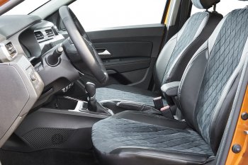 Чехлы для сидений Seintex Ромб Алькантара (со столиками) Volkswagen Tiguan NF рестайлинг (2011-2017) (Цвет: черный)