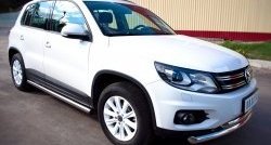 14 849 р. Защита порогов из круглой трубы диаметром 63 мм (Track & Field) Russtal  Volkswagen Tiguan  NF (2011-2017) рестайлинг (Защита порогов с со скосами на торцах (вариант 1))  с доставкой в г. Воронеж. Увеличить фотографию 8