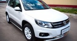 14 849 р. Защита порогов из круглой трубы диаметром 63 мм (Track & Field) Russtal Volkswagen Tiguan NF рестайлинг (2011-2017) (Защита порогов с со скосами на торцах (вариант 1))  с доставкой в г. Воронеж. Увеличить фотографию 12