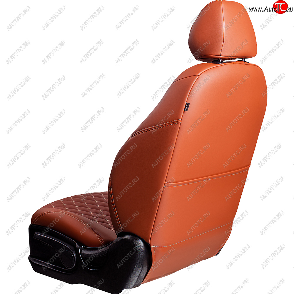 13 949 р. Чехлы для сидений Lord Autofashion Байрон (экокожа, 60/40, со столом).)  Volkswagen Tiguan  NF (2006-2017) дорестайлинг, рестайлинг (Коричневый, вставка коричневая, строчка бежевая)  с доставкой в г. Воронеж
