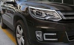 4 749 р. Реснички на фары (рестайлинг) CT v2 Volkswagen Tiguan NF рестайлинг (2011-2017) (Неокрашенные)  с доставкой в г. Воронеж. Увеличить фотографию 3
