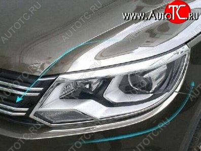4 749 р. Реснички на фары (рестайлинг) CT v2 Volkswagen Tiguan NF рестайлинг (2011-2017) (Неокрашенные)  с доставкой в г. Воронеж