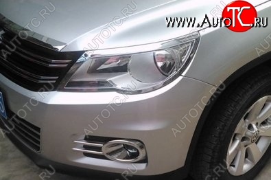 4 749 р. Реснички на фары CT Volkswagen Tiguan NF рестайлинг (2011-2017) (Неокрашенные)  с доставкой в г. Воронеж