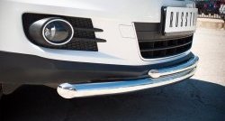 15 249 р. Защита переднего бампера (2 трубыØ63 и 42 мм, нержавейка) SLITKOFF Volkswagen Tiguan NF рестайлинг (2011-2017)  с доставкой в г. Воронеж. Увеличить фотографию 2