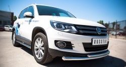 15 249 р. Защита переднего бампера (2 трубыØ63 и 42 мм, нержавейка) SLITKOFF Volkswagen Tiguan NF рестайлинг (2011-2017)  с доставкой в г. Воронеж. Увеличить фотографию 3